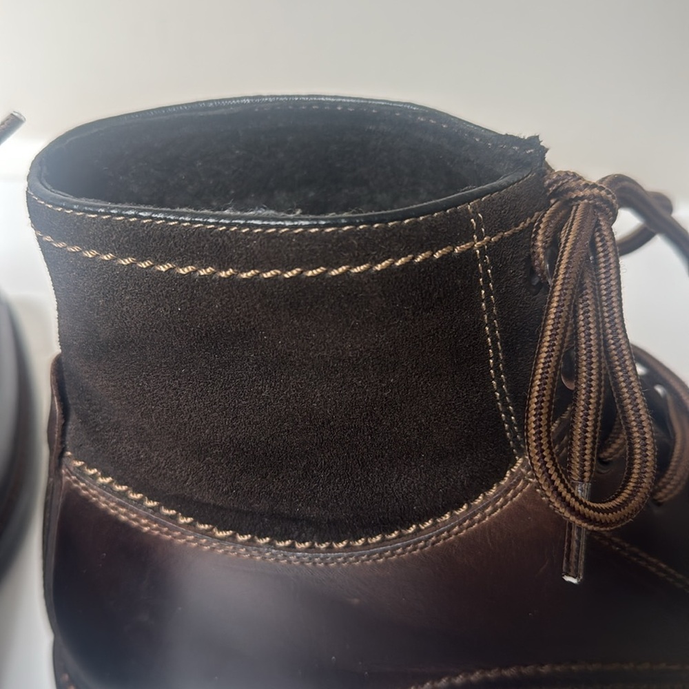 Johnston & Murphy Brown Leather Lace/Speed Hook Suede Ankle Lug Sole Boots 12M - Picture 8 of 10
